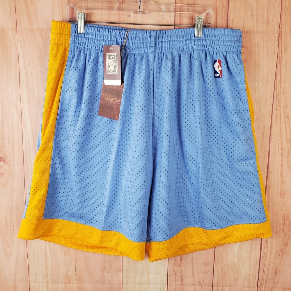 Mitchell & Ness Mens Swingman Shorts Sz 2XL Blue Yellow Los Angeles Lakers